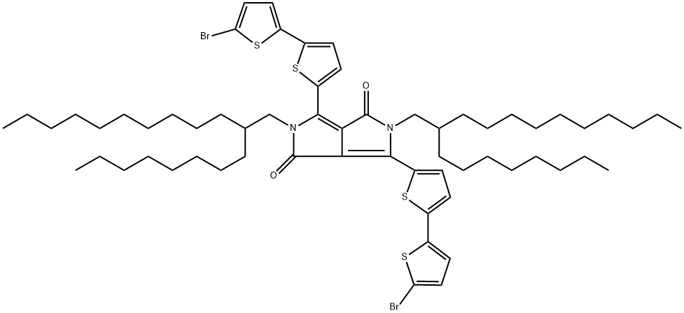 Pyrrolo[3,4-c]pyrrole-1,4-dione, 3,6-bis(5'-bromo[2,2'-bithiophen]-5-yl)-2,5-dihydro-2,5-bis(2-octyldodecyl)- Structure