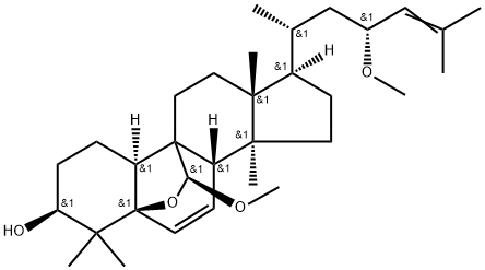 19-Norlanosta-6,24-diene-9-carboxaldehyde, 3,5-dihydroxy-23-methoxy-, cyclic 9,5-(methyl acetal), (αS,3β,5β,9β,10α,23R)- 구조식 이미지