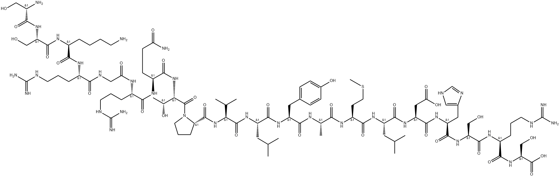 L-Serine, L-seryl-L-seryl-L-lysyl-L-arginylglycyl-L-arginyl-L-glutaminyl-L-threonyl-L-prolyl-L-valyl-L-leucyl-L-tyrosyl-L-alanyl-L-methionyl-L-leucyl-L-α-aspartyl-L-histidyl-L-seryl-L-arginyl- Structure