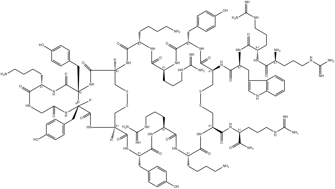 H-ARG-ARG-TRP-CYS-TYR-ARG-LYS-CYS-TYR-LYS-GLY-TYR-CYS-TYR-ARG-LYS-CYS-ARG-NH2 Structure