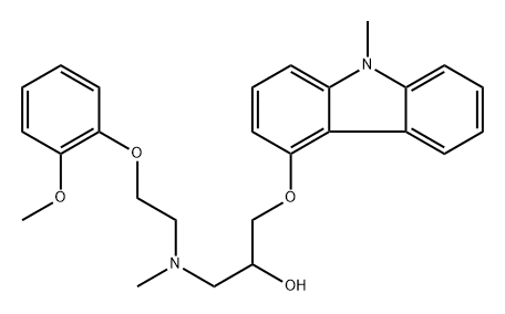 2-Propanol, 1-[[2-(2-methoxyphenoxy)ethyl]methylamino]-3-[(9-methyl-9H-carbazol-4-yl)oxy]- 구조식 이미지