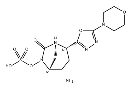 Sulfuric acid, mono[(1R,2S,5R)-2-[5-(4-morpho linyl)-1,3,4-oxadiazol-2-yl]-7-oxo-1,6-diazab icyclo[3.2.1]oct-6-yl] ester, ammonium salt (1: 1) Structure