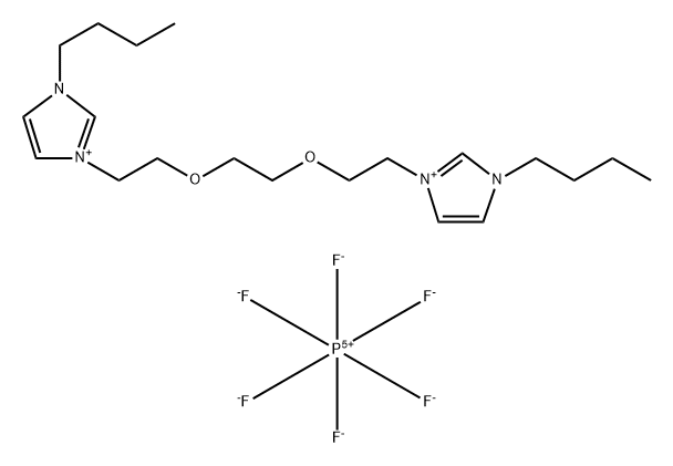 1H-Imidazolium, 3,3'-[1,2-ethanediylbis(oxy-2,1-ethanediyl)]bis[1-butyl-, hexafluorophosphate(1-) (1:2) Structure