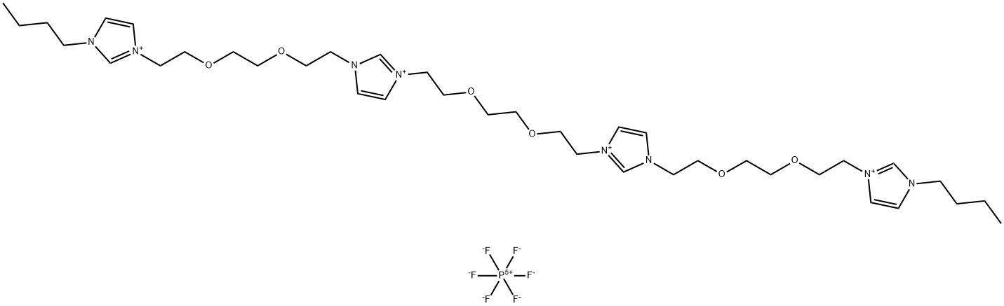 1H-Imidazolium, 3,3'-[1,2-ethanediylbis(oxy-2,1-ethanediyl)]bis[1-[2-[2-[2-(1-butyl-1H-imidazolium-3-yl)ethoxy]ethoxy]ethyl]-, hexafluorophosphate(1-) (1:4) Structure