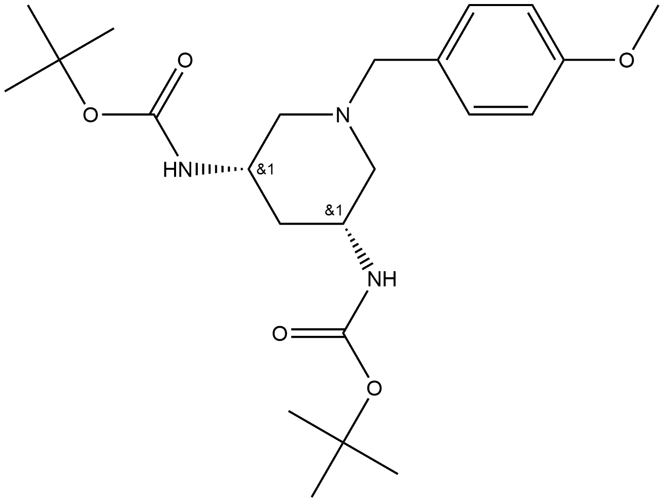 Carbamic acid, N,N'-[(3R,5S)-1-[(4-methoxyphenyl)methyl]-3,5-piperidinediyl]bis-, C,C'-bis(1,1-dimethylethyl) ester, rel- Structure