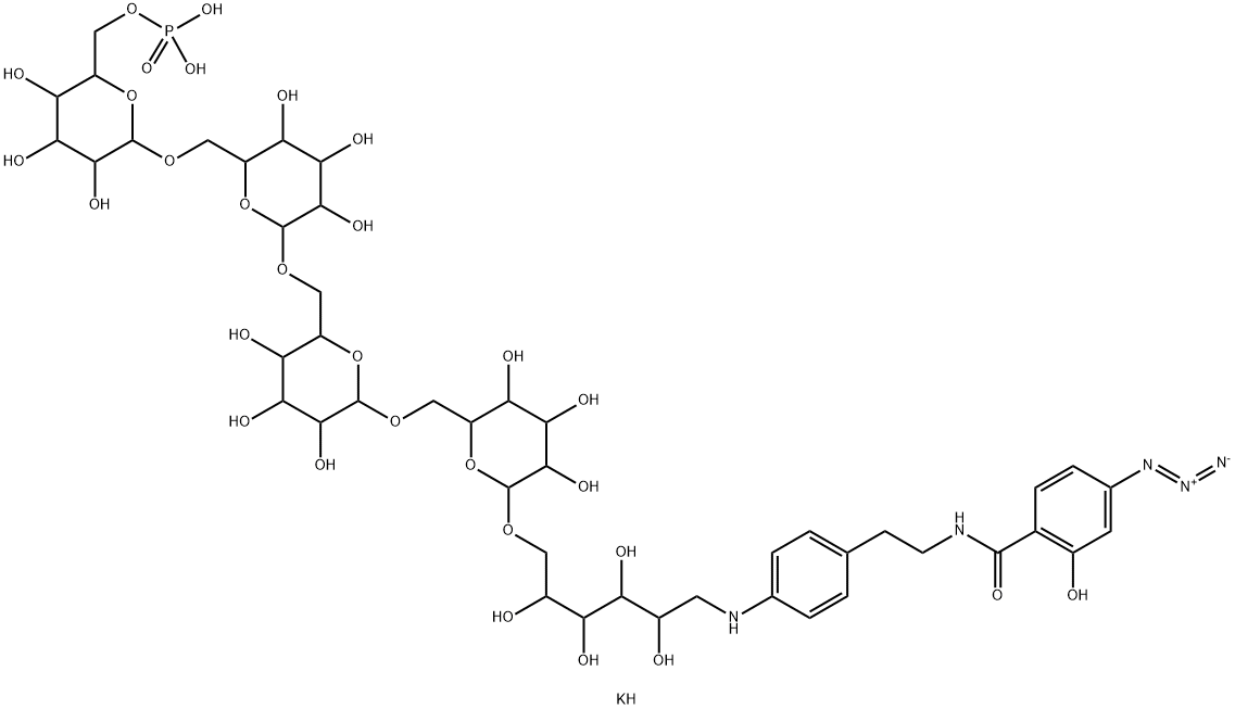2-((4-포스포펜타만니미노페닐)에틸)-4-아지도살리실아미드 구조식 이미지