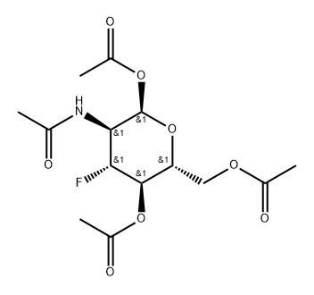 2-acetamido-1,4,6-tri-O-acetyl-2,3-dideoxy-3-fluoroglucopyranose 구조식 이미지