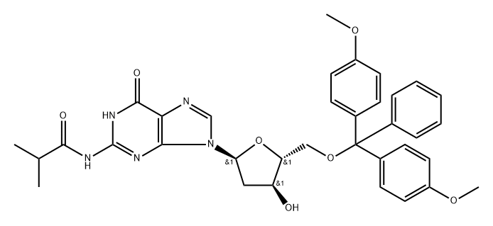 2'-Deoxy-5'-O-DMT-N2-isobutyryl-a-guanosine 구조식 이미지
