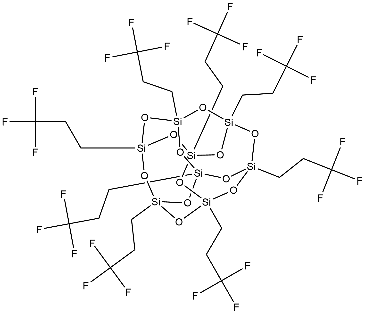 Pentacyclo[9.5.1.13,9.15,15.17,13]octasiloxane, 1,3,5,7,9,11,13,15-octakis(3,3,3-trifluoropropyl)- Structure