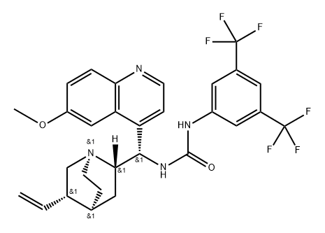 Urea, N-[3,5-bis(trifluoromethyl)phenyl]-N'-[(3S,8α,9S)-6'-methoxycinchonan-9-yl]- Structure