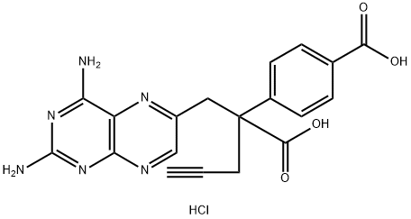 6-Pteridinepropanoic acid, 2,4-diamino-α-(4-carboxyphenyl)-α-2-propyn-1-yl-, hydrochloride Structure