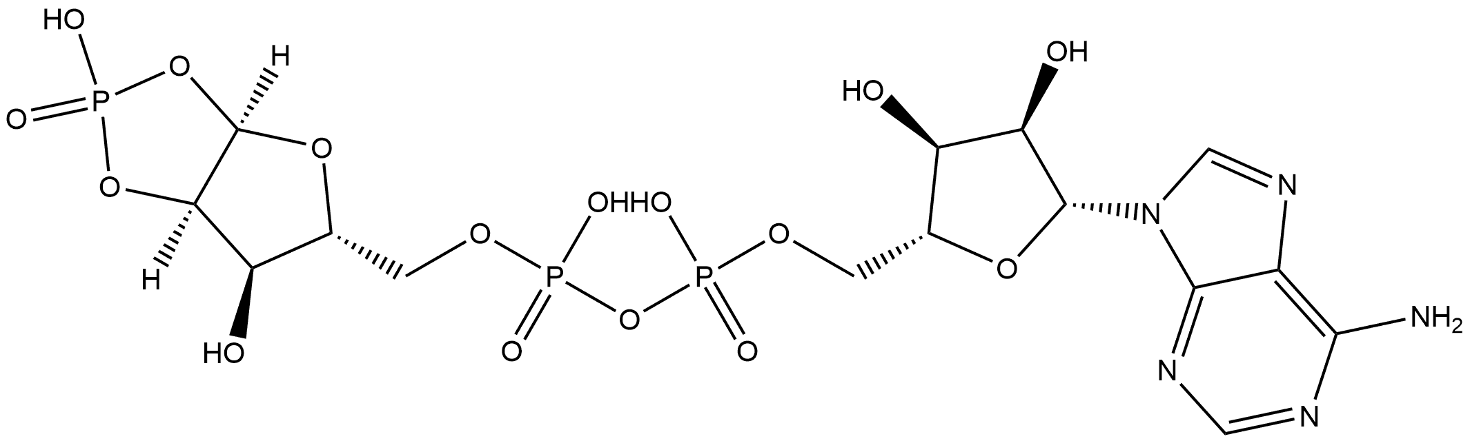 Adenosine 5'-(trihydrogen diphosphate), P'→5-ester with α-D-ribofuranose cyclic 1,2-(hydrogen phosphate) (9CI) Structure