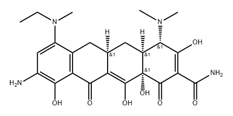 2-Naphthacenecarboxamide, 9-amino-4-(dimethylamino)-7-(ethylmethylamino)-1,4,4a,5,5a,6,11,12a-octahydro-3,10,12,12a-tetrahydroxy-1,11-dioxo-, [4S-(4α,4aα,5aα,12aα)]- (9CI) Structure