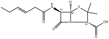 4-Thia-1-azabicyclo[3.2.0]heptane-2-carboxylic acid, 3,3-dimethyl-7-oxo-6-[(1-oxo-3-hexenyl)amino]-, [2S-[2α,5α,6β(E)]]- (9CI) Structure