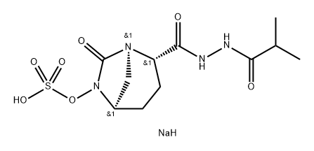 1,6-Diazabicyclo[3.2.1]octane-2-carboxylic acid, 7-oxo-6-(sulfooxy)-, 2-[2-(2-methyl-1- oxopropyl)hydrazide], sodium salt (1:1), (1R, 2S,5R)- 구조식 이미지