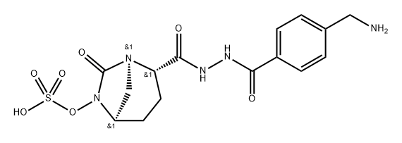 (2S,5R)-N'-(4-(aminomethyl)benzoyl)-7-oxo-6-(sulfooxy)-1,6-diazabicyclo[3.2.1]-octane-2-carbohydrazide Structure