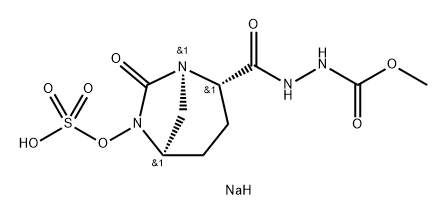 Hydrazinecarboxylic acid, 2-[[(1R,2S,5R)-7- oxo-6-(sulfooxy)-1,6-diazabicyclo[3.2.1]oct-2- yl]carbonyl]-, 1-methyl ester, sodium salt (1:1) Structure