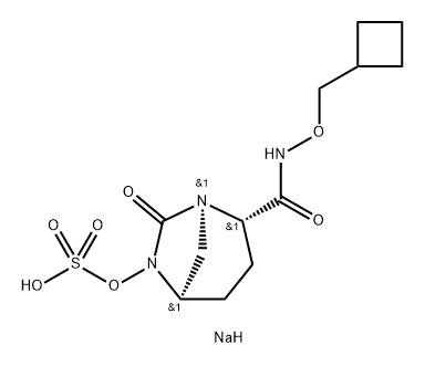 Sulfuric acid, mono[(1R,2S,5R)-2-[[(cyclobuty lmethoxy)amino]carbonyl]-7-oxo-1,6-diazab icyclo[3.2.1]oct-6-yl] ester, sodium salt (1:1) Structure