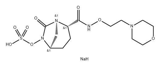 sodium (2S,5R)-N-[2-(morpholin-4-yl)ethoxy]-7-oxo-6-(sulfooxy)-1,6-diazabicyclo[3.2.1]octane-2-carboxamide Structure