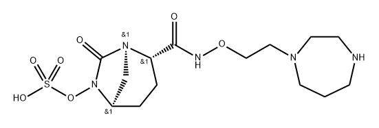 [(2S,5R)-2-[2-(1,4-diazepan-1-yl)ethoxycarbamoyl]-7-oxo-1,6-diazabicyclo[3.2.1]octan-6-yl] hydrogen sulfate Structure