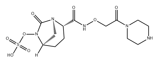 [(2S,5R)-7-oxo-2-[(2-oxo-2-piperazin-1-ylethoxy)carbamoyl]-1,6-diazabicyclo[3.2.1]octan-6-yl] hydrogen sulfate Structure