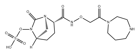 [(2S,5R)-2-[[2-(1,4-diazepan-1-yl)-2-oxoethoxy]carbamoyl]-7-oxo-1,6-diazabicyclo[3.2.1]octan-6-yl] hydrogen sulfate Structure