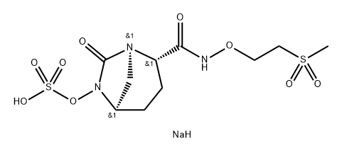 Sulfuric acid, mono [(1 R,2S,5R)-2-[[[2-(methyls ulfonyl)ethoxy]amino]carbonyl]-7-oxo-1 ,6- diazabicyclo[3.2.1 ]oct-6-yl] ester, sodium salt (1 :1 ) Structure