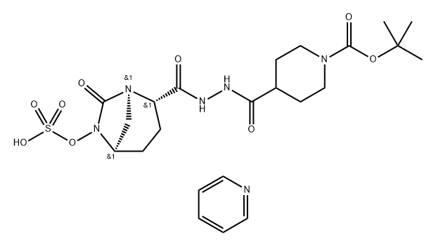 pyridinium tert-butyl 4-[(2-{[(2S,5R)-7-oxo-6-(sulfooxy)-1,6-diazabicyclo[3.2.1]oct-2-yl]carbonyl}hydrazinyl)carbonyl]piperidine-1-carboxylate Structure