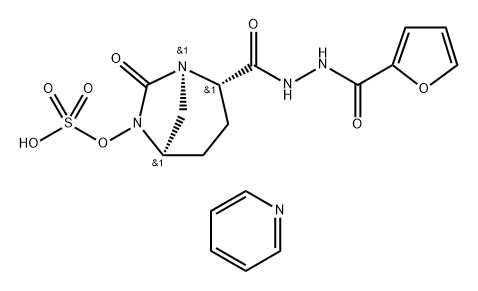 pyridinium (2S,5R)-N'-(furan-2-ylcarbonyl)-7-oxo-6-(sulfooxy)-1,6-diazabicyclo-[3.2.1]octane-2-carbohydrazide Structure