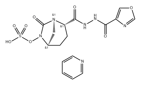 pyridinium (2S,5R)-N'-(1,3-oxazol-4-ylcarbonyl)-7-oxo-6-(sulfooxy)-1,6-diazabicyclo-[3.2.1]octane-2-carbohydrazide Structure