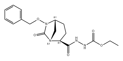 ethyl 2-{[(2S,5R)-6-benzyloxy-7-oxo-1,6-diazabicyclo[3.2.1]oct-2-yl]carbonyl}hydrazinecarboxylate 구조식 이미지