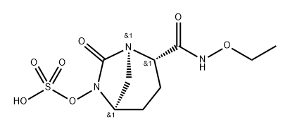 (1R,2S,5R)-2-(ethoxycarbamoyl)-7-oxo-1,6-diazabicyclo[3.2.1]octan-6-yl hydrogen sulfate Structure