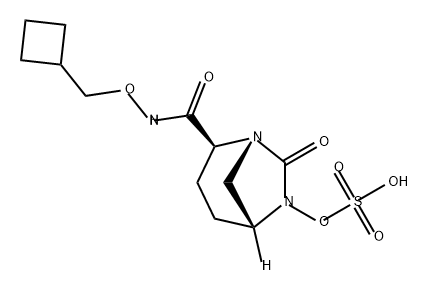 (1R,2S,5R)-2-((azetidin-2-ylmethoxy)carbamoyl)-7-oxo-1,6-diazabicyclo[3.2.1]octan-6-yl hydrogen sulfate Structure