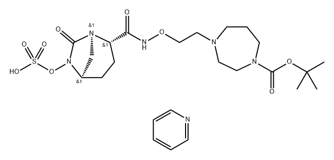 pyridinium tert-butyl 4-{2-[({[(2S,5R)-7-oxo-6-(sulfooxy)-1,6-diazabicyclo[3.2.1]oct-2-yl]carbonyl}amino)oxy]ethyl}-1,4-diazepine-1-carboxylate Structure