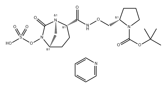 pyridinium tert-butyl (2S)-2-{[({[(2S,5R)-7-oxo-6-(sulfooxy)-1,6-diazabicyclo[3.2.1]oct-2-yl]carbonyl}amino)oxy]methyl}pyrrolidine-1-carboxylate Structure