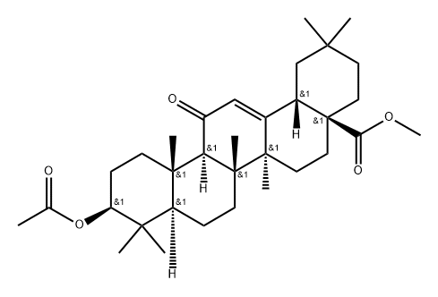 Olean-12-en-28-oic acid, 3-(acetyloxy)-11-oxo-, methyl ester, (3β)- Structure