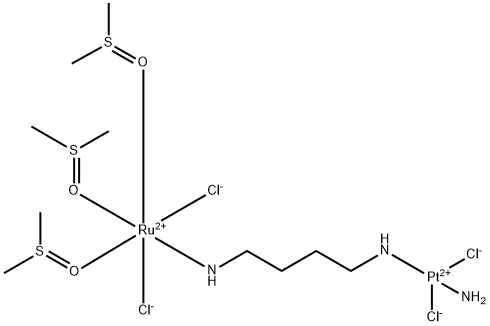 N-(dichlorotris(dimethylsulfoxide)ruthenium(II))-N-(amminedichloroplatinum(II))butane-1,4-diamine Structure