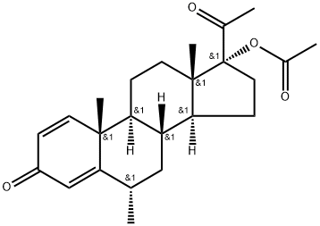 Pregna-1,4-diene-3,20-dione, 17-(acetyloxy)-6-methyl-, (6α)- 구조식 이미지