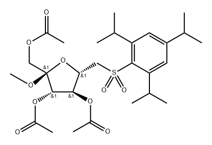 .alpha.-D-Fructofuranoside,메틸6-데옥시-6-2,4,6-트리스(1-메틸에틸)페닐술포닐-,트리아세테이트 구조식 이미지