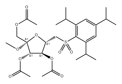 .베타.-D-프룩토푸라노시드,메틸6-데옥시-6-2,4,6-트리스(1-메틸에틸)페닐술포닐-,트리아세테이트 구조식 이미지