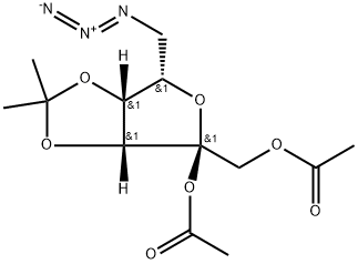 .alpha.-L-Tagatofuranose, 6-azido-6-deoxy-3,4-O-(1-methylethylidene)-, 1,2-diacetate 구조식 이미지