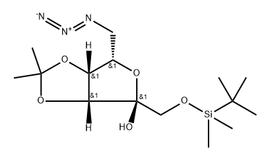 .alpha.-L-Tagatofuranose, 6-azido-6-deoxy-1-O-(1,1-dimethylethyl)dimethylsilyl-3,4-O-(1-methylethylidene)- 구조식 이미지