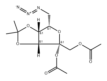 .beta.-L-Tagatofuranose, 6-azido-6-deoxy-3,4-O-(1-methylethylidene)-, 1,2-diacetate 구조식 이미지