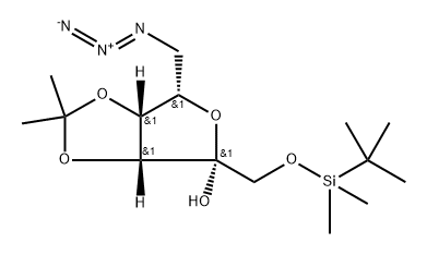 .beta.-L-Tagatofuranose, 6-azido-6-deoxy-1-O-(1,1-dimethylethyl)dimethylsilyl-3,4-O-(1-methylethylidene)- 구조식 이미지