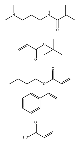 2-Propenoic acid, polymer with butyl 2-propenoate, N-3-(dimethylamino)propyl-2-methyl-2-propenamide, 1,1-dimethylethyl 2-propenoate and ethenylbenzene Structure