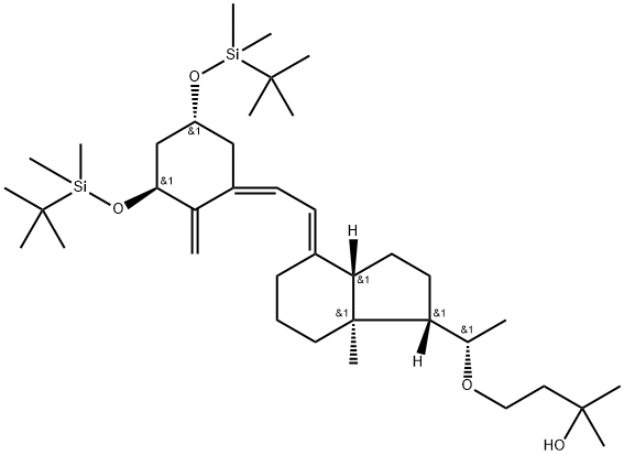 2-Butanol, 4-[1-[4-[[3,5-bis[[(1,1-diMethylethyl)diMethylsilyl]oxy]-2-Methylenecyclohexylidene]ethylidene]octahydro-7a-Methyl-1H-inden-1-yl]ethoxy]-2-Methyl-, [1S-[1α(R*),3aβ,4E(1Z,3R*,5S*),7aα]]- (9CI) Structure
