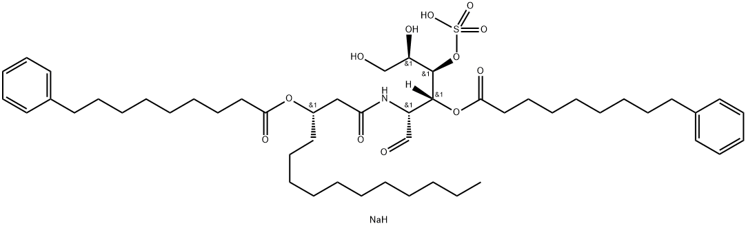 2-Deoxy-3-O-(9-phenylnonanoyl)-2-[3(S)-(9-phenylnonanoyloxy)tetradecanamido]-4-O-sulfo-D-glucopyranose monosodium salt Structure