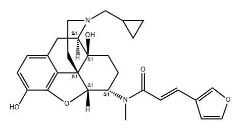 (E)-N-[(4R,4aS,7S,7aR,12bS)-3-(cyclopropylmethyl)-4a,9-dihydroxy-1,2,4,5,6,7,7a,13-octahydro-4,12-methanobenzofuro[3,2-e]isoquinoline-7-yl]-3-(furan-3-yl)-N-methylprop-2-enamide 구조식 이미지