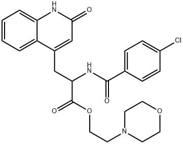 4-Quinolinepropanoic acid, α-[(4-chlorobenzoyl)amino]-1,2-dihydro-2-oxo-, 2-(4-morpholinyl)ethyl ester Structure