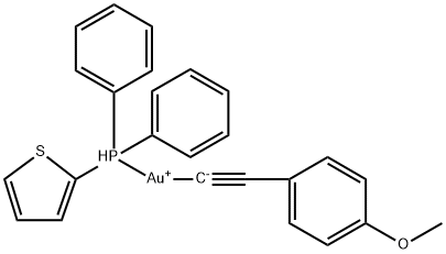 (Diphenyl-2-thienylphosphine-κP)[2-(4-methoxyphenyl)ethynyl]gold Structure